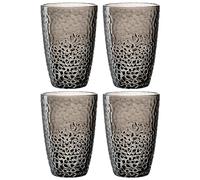 Leonardo Matera 024382 Lot de 4 verres en verre de qualité supérieure, aspect martelé, contenance 340 ml, fait à la main, passent au lave-vaisselle, robustes, gris