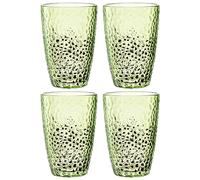 Leonardo Matera 024383 Lot de 4 verres en verre de qualité supérieure, aspect martelé, contenance 340 ml, fait à la main, passent au lave-vaisselle, robustes, verts