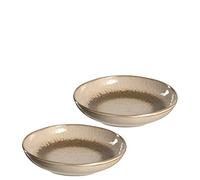 Leonardo Matera 026982 Lot de 2 assiettes creuses, en céramique, passent au lave-vaisselle, avec émail, 2 assiettes rondes en grès, en beige, diamètre : 20,7 cm