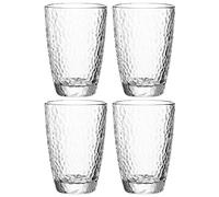 Leonardo Matera 077408 Lot de 4 verres de qualité supérieure, aspect martelé, contenance 340 ml, passent au lave-vaisselle, robustes, transparents