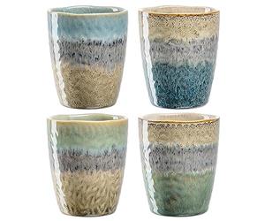 Leonardo Matera Lot de 4 tasses à café - Capacité 300 ml - Fait main - Passe au micro-ondes et au lave-vaisselle - Lot de 4 dans différents dégradés de couleurs