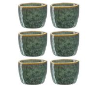 LEONARDO Matera Lot de 6 coquetiers en céramique - Diamètre : 5,2 cm - Hauteur : 4 cm - Facile à nettoyer, passe au lave-vaisselle - Vert