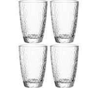 LEONARDO Matera Verres à boire set de 4 pièces - Verre de haute qualité à l'aspect martelé - Contenu 340 ml - Résistant au lave-vaisselle, robuste - Set de 4 pièces transparent, 077408