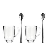 Leonardo Napoli 024217 Lot de 4 verres à café avec cuillères assorties 380 ml
