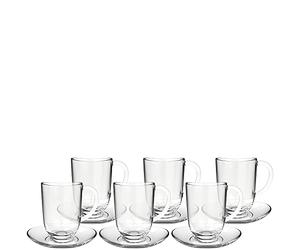 Leonardo Napoli Latte 024215 Lot de 12 tasses et soucoupes lavables au lave-vaisselle avec soucoupes assorties 380 ml