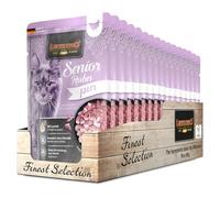 LEONARDO Nourriture pour Chat Senior Poulet Pur [16 x 85 g], avec Huile de Citrouille et de Saumon, pour Chats Adultes, sans céréales, sans Sucre, fabriquée en Allemagne