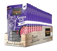 LEONARDO Nourriture pour Chat Senior Veau Pur [16 x 85 g], avec Huile de Citrouille et de Saumon, pour Chats Adultes, sans céréales, sans Sucre, fabriquée en Allemagne