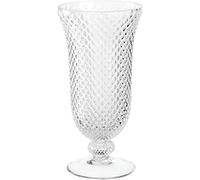 Leonardo Poesia 076433 Vase décoratif, en verre, sur pied, fait à la main, avec surface structurée élégante, transparent, hauteur : 30 cm, 1,9 l