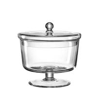 Leonardo Poesia/Ravenne - Boîte sur pied/bol à dessert - Verre transparent - (DxH) 18,7 x 18 cm - Pièce unique fabriquée à la main