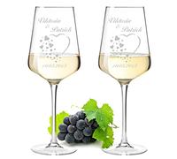 Leonardo Puccini Lot de 2 verres à vin 560 ml avec gravure au choix - Motif cœur avec petits cœurs - Personnalisé - Buveur de vin - Passe au lave-vaisselle