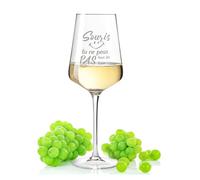 Leonardo Puccini Verre à vin avec gravure - Sourire, vous ne pouvez pas tuer tout le monde - Cadeaux amusants - Cadeau d'anniversaire pour hommes et femmes ainsi que maman et papa - Convient pour vin