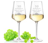 Leonardo Puccini Verres à vin gravés - Mariage d'or 50 ans - Personnalisables avec nom et date - Cadeau pour tous - Couleur : Puccini