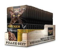 Leonardo Pulled Beef Sacs de 16 x 70 g de Poulet avec Extra de bœuf | Aliment Humide sans céréales pour Chats | Aliment Complet pour Chats