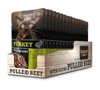 LEONARDO Sachets fraîcheurs Dinde avec extra bœuf effiloché – Humide sans céréales chats – 16x70g