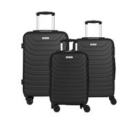Leonardo® Set de 3 Valises | Valise Cabine avec Serrure | Bagage Grande Taille de Voyage | Moyenne | avec 4 Roues Doubles | Hard Case | S-M-L Set | Roma | Noir