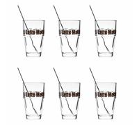 Leonardo Solo Set 12pcs. gobelets Latte Macchiato avec cuillères en acier inoxydable, verres à café, verre, 400 ml, 17205
