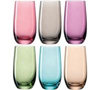 Leonardo Sora Lot de 6 Grands Verres à Eau lavables au Lave-Vaisselle Plusieurs Couleurs, Verre, Bunt 2, Grand modèle