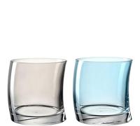 Leonardo Swing 70702 Lot de 12 verres à eau, lavables au lave-vaisselle, forme incurvée, gris/bleu, 250 ml