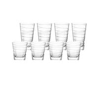 Leonardo Vario Struttura Lot de 8 verres à boire, en verre, avec motif, passent au lave-vaisselle, 4 verres à jus de 280 ml/4 verres à eau de 250 ml