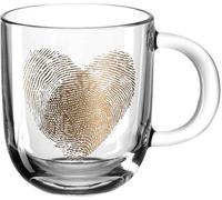 Leonardo Emozione 046449 Tasse cadeau, en verre avec motif cœur doré, 1 pièce, passe au lave-vaisselle, 400 ml