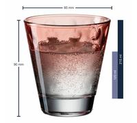 Leonardo verre à boire Optic, gobelet, verre à eau, verre sodocalcique, rouge, 215 ml, 025896