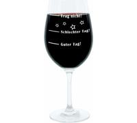Leonardo Verre à vin XL, Bonne journée , Mauvaise journée , Ne demande pas , Verre d'ambiance avec gravure amusante, Mood Verre à vin, 610ml