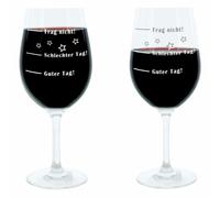 Leonardo Verre à vin XL, set de 2, Bonne journée !, Mauvaise journée !, Ne demande pas !, verre d'ambiance avec gravure amusante, Mood verre à vin, 610 ml