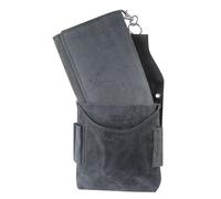LEONARDO VERRELLI Portefeuille de serveur en cuir nappa, porte-monnaie, taxi, service pour homme et femme avec holster, poche pour la monnaie, avec chaîne et grand compartiment à monnaie, anthracite