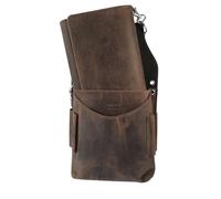 LEONARDO VERRELLI Portefeuille de serveur en cuir nappa, porte-monnaie, taxi, service pour homme et femme avec holster, poche pour la monnaie, avec chaîne et grand compartiment à monnaie, marron