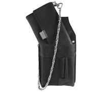 LEONARDO VERRELLI Portefeuille de serveur en cuir, porte-monnaie, pour homme et femme, avec ou sans holster, poche plaquée, avec chaîne et grand compartiment à monnaie, Noir , Taille unique, Cuir