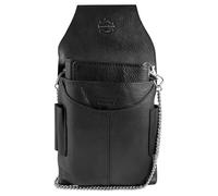 LEONARDO VERRELLI Portefeuille de serveur en cuir, porte-monnaie, taxi, service pour homme et femme, avec ou sans holster, poche plaquée, avec chaîne et grand compartiment à monnaie noir