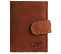 LEONARDO VERRELLI Portefeuille noir en cuir véritable style vintage avec porte-cartes pop-up, protection RFID, fermeture à bouton-pression, 10 x 8 x 2,5 cm, marron, 11 X 8 X 1,6 Centimeters