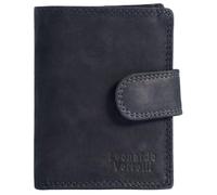 LEONARDO VERRELLI Portefeuille noir en cuir véritable style vintage avec porte-cartes pop-up, protection RFID, fermeture à bouton-pression, 10 x 8 x 2,5 cm, bleu foncé, 11 X 8 X 1,6 Centimeters
