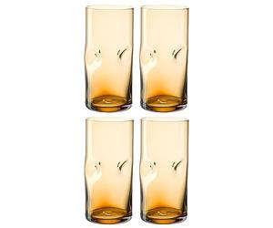 Leonardo Vesuvio 077376 Lot de 4 verres à long drink, en verre de qualité supérieure, sous forme organique, contenance 330 ml, fait à la main, passe au lave-vaisselle, couleur ambre