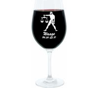 Leonardo Weinglas 400 ml, Motivglas, Sternzeichen Waage, Geschenk, Stimmungsglas mit Gravur, Moodglas, 22 cm