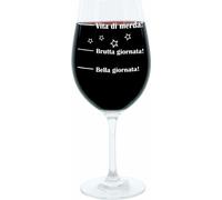 Leonardo Weinglas XL, Bella Giornata!, Brutta Giornata!, Vita Di Merda!, Geschenk Stimmungsglas mit lustiger Gravur Auf Italienisch, Mood Wein Glas, 610ml