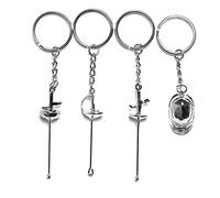 LEONARK Cadeau personnalisé pour escrimeur - présent pour Sabre Epee et Foil Fencer - Pendentif Porte-clés Souvenir pour Les Fans de Sport d'escrime (Argent)