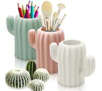 LeonBach Lot de 3 porte-stylos en forme de cactus pour bureau, jolis porte-crayons, pots à crayons succulents, décoration bohème, accessoires de bureau, pinceaux de maquillage, porte-brosse à dents