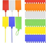 LeonBach Lot de 60 étiquettes d'expédition en plastique - Grandes étiquettes étanches autobloquantes avec fermeture éclair, 6 couleurs mélangées (5,8 x 24,9 cm)