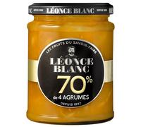 LEONCE BLANC Confiture 4 Agrumes 70% de fruits, pot en verre 320 g, oranges clémentines citrons pamplemousses - Lot de 3