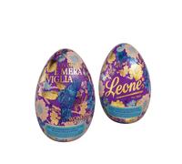 Leone depuis 1857 - Boîte en forme d'œuf de Pâques - Cri Cri Turinois Farces - Chocolats Leone, cœur de noisette enrobé de chocolat noir - Boîte cadeau - végétaliens et sans gluten - 50g