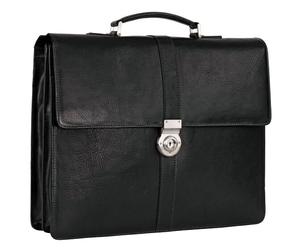 Leonhard Heyden Bergamo Attaché-case Cuir véritable 40 cm Compartiment ordinateur noir