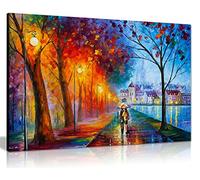Leonid Afremovღ Peinture à l'huile abstraite Art mural Décoration de la maison, City By the Lake, 76x51 cm (30x20in)