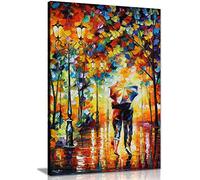 Leonid Afremov Peinture à l'huile sur toile abstraite pour le salon, la décoration de la maison, Couple Under One Umbrella, 61x41 cm (24x16in)