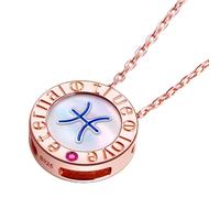 LEONIDS Collier zodiaque pour femme - Collier avec pendentif constellation en or rose 14 carats et argent sterling 925 avec rubis, 16+2, Argent sterling, Rubis