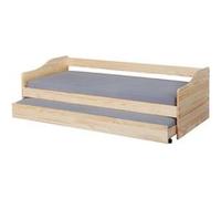 ebuy24 Lit gigogne Leonie23 90 x 200 cm bois massif avec sommier à lattes naturel Marron G