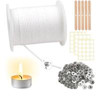 Leonshco Mèches pour mèche de bougie - 6 100 cm - Inodore - Mèches pour bougies sans fumée - Kit de mèches pour la fabrication de bougies, lampes à huile, aromathérapie