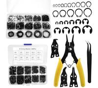 LEONTOOL 1036 PCS C-clip Anneaux de retenue externes Kit d’anneaux élastiques Acier allié (M3-M25) + Jeu de rondelles de blocage E-clip (M1.5-M10) + Pince à anneau élastique + Pince à épiler