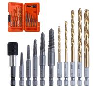 LEONTOOL 11Pcs easy out extracteur Set, revêtement en titane kit de foret et d’extracteur de boulons à gauche avec adaptateur 1/4" pour écrous arrondis rouillés Vis endommagées