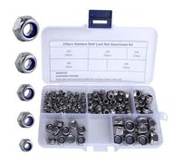 LEONTOOL 150 pcs Insert métrique en nylon Écrous de blocage hexagonaux 304 Kit d’assortiment de contre-écrous en acier inoxydable, M3 M4 M5 M6 M8 Écrous Nylock filetés standard pour boulon à vis
